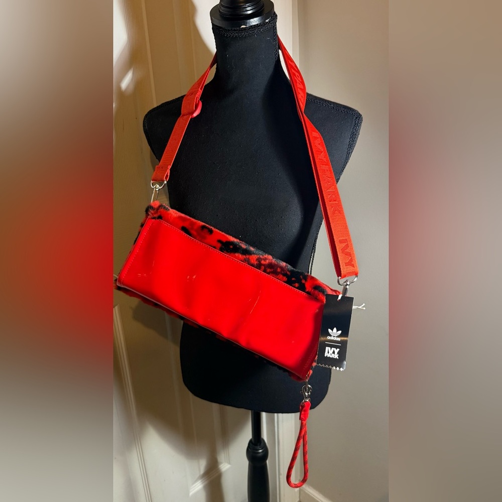 adidas x IVY PARK Red Faux Fur Crossbody Bag Adjustable Strap NWT - Picture 2 of 3